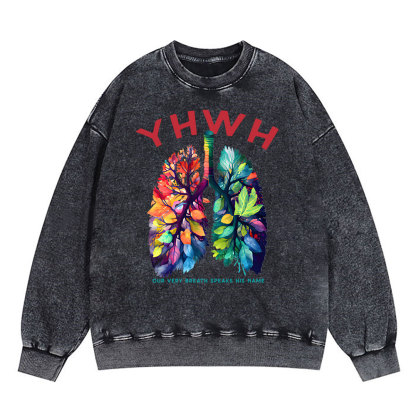 YHWH Leaf Christian Washed Sweatshirt