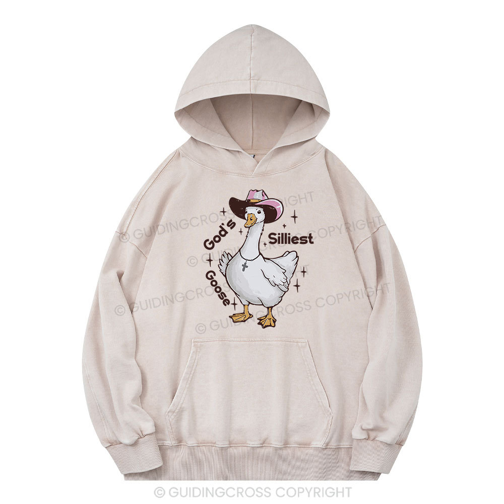 God's Silliest Goose Christian Washed Hoodie 