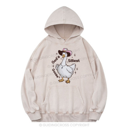 God's Silliest Goose Christian Washed Hoodie 