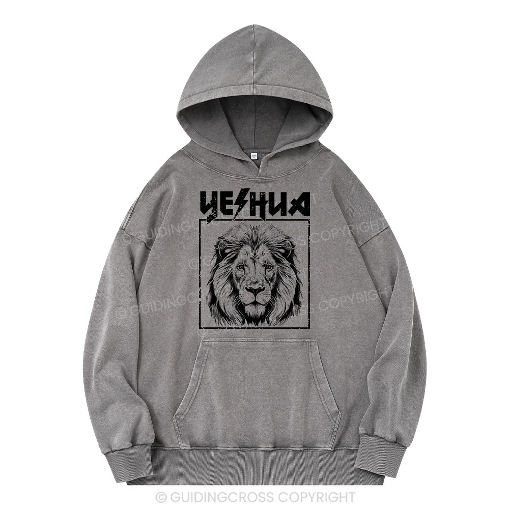 Retro Yeshua Lion Christian Washed Hoodie 