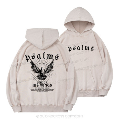 Under His Wings Christian Washed Hoodie 