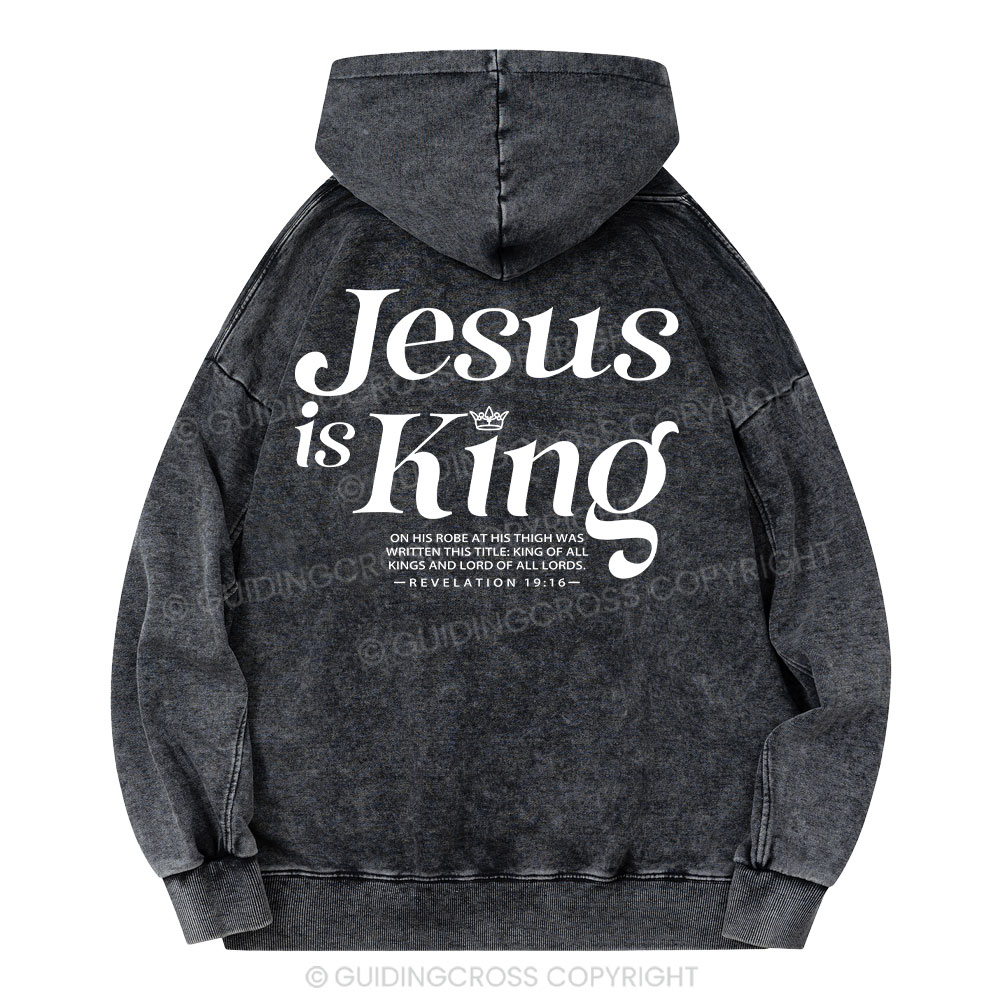 Jesus Is King Christian Washed Hoodie 