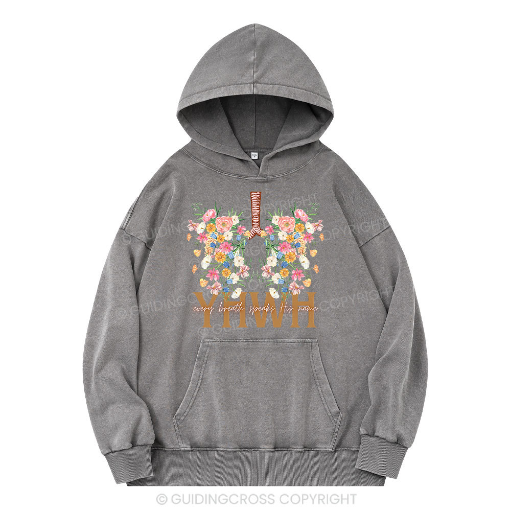 YHWH Floral Christian Washed Hoodie 