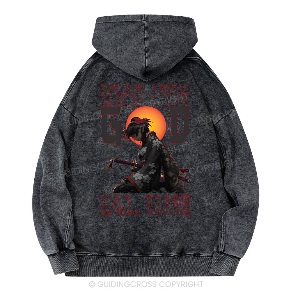 She Who Kneels Before God Christian Washed Hoodie