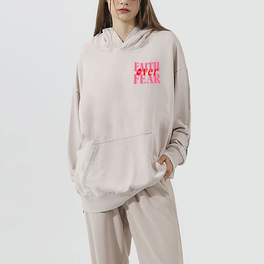 Faith Over Fear Christian Washed Hoodie