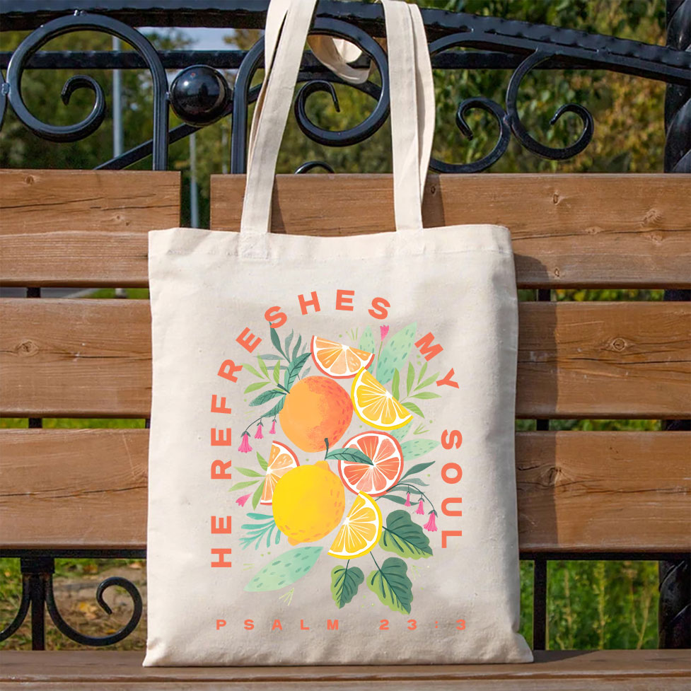 He Refreshed My Soul Christian Canvas Tote Bag