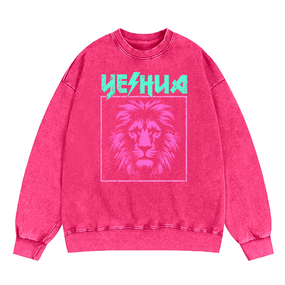 Yeshua Lion Christian Washed Sweatshirt