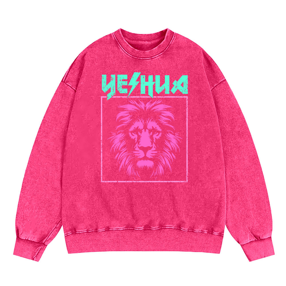 Yeshua Lion Christian Washed Sweatshirt