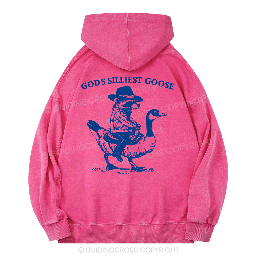 God's Silliest Goose Christian Washed Hoodie