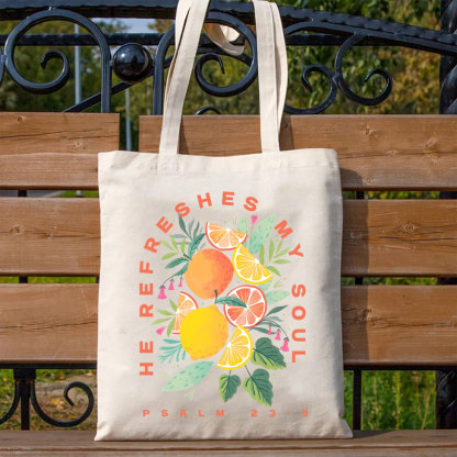 He Refreshed My Soul Christian Canvas Tote Bag