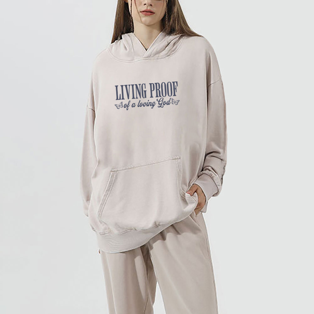 Living Proof Of A Loving God Christian Washed Hoodie