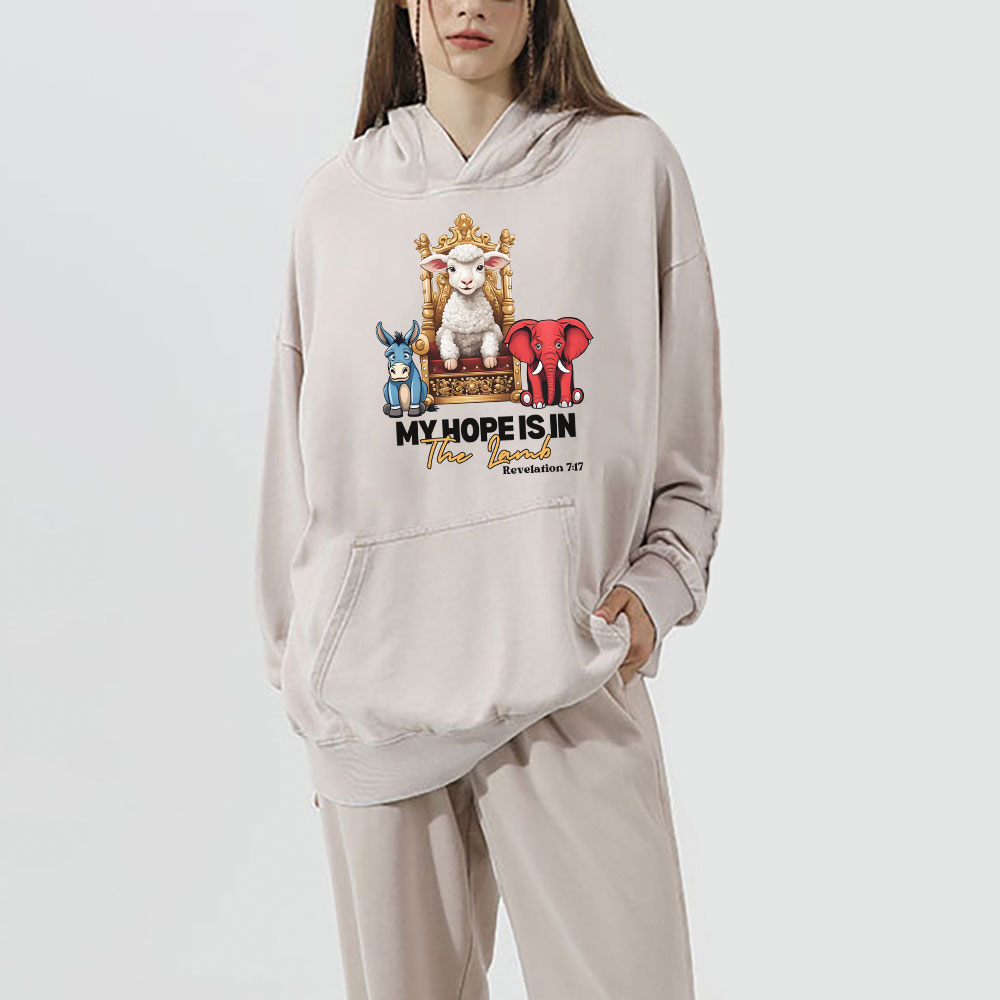 My Hope Is In The Lamb Christian Washed Hoodie