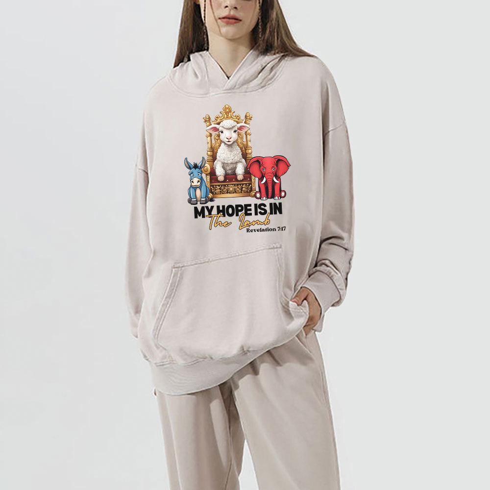 My Hope Is In The Lamb Christian Washed Hoodie