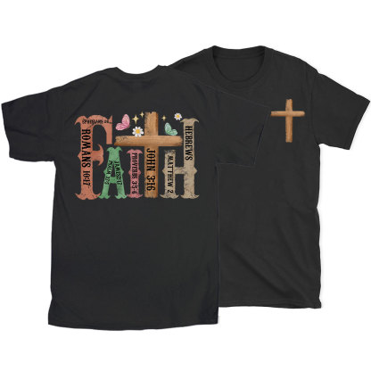 Retro Faith Cross Christian T-Shirt