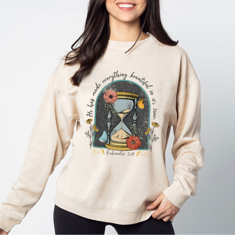 He Has Made Everything Beauty Christian Washed Sweatshirt