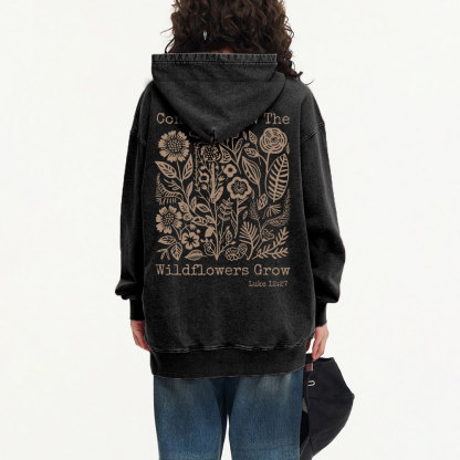 Consider How The Wildflowers Grow Christian Washed Hoodie