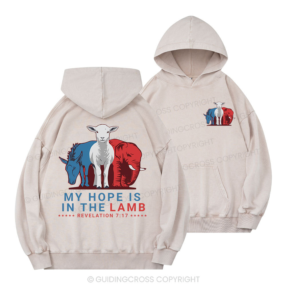 My Hope Is In The Lamb Christian Washed Hoodie