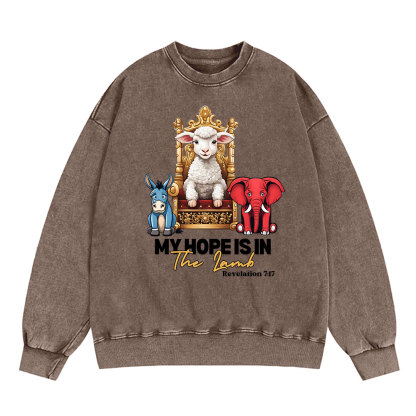 My Hope Is In The Lamb Christian Washed Sweatshirt