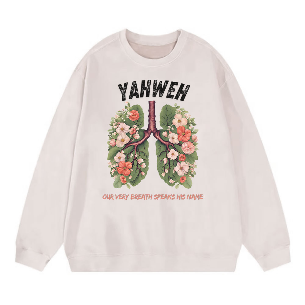 Yahweh Leaf Flower Lung Christian Washed Sweatshirt