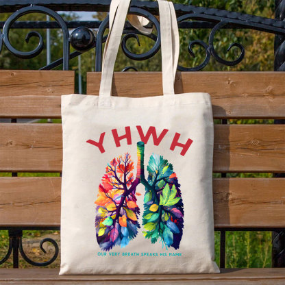 Our Breath Speaks His Name Christian Canvas Tote Bag