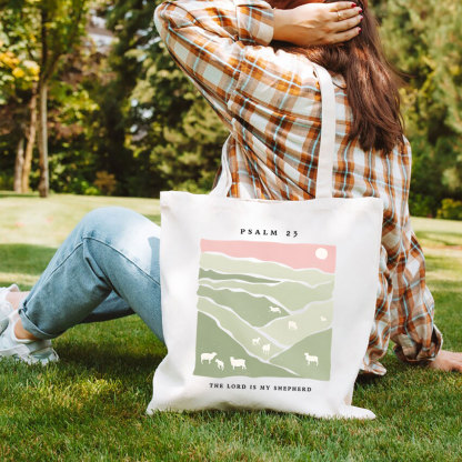 The Lord Is My Shepherd Christian Canvas Tote Bag
