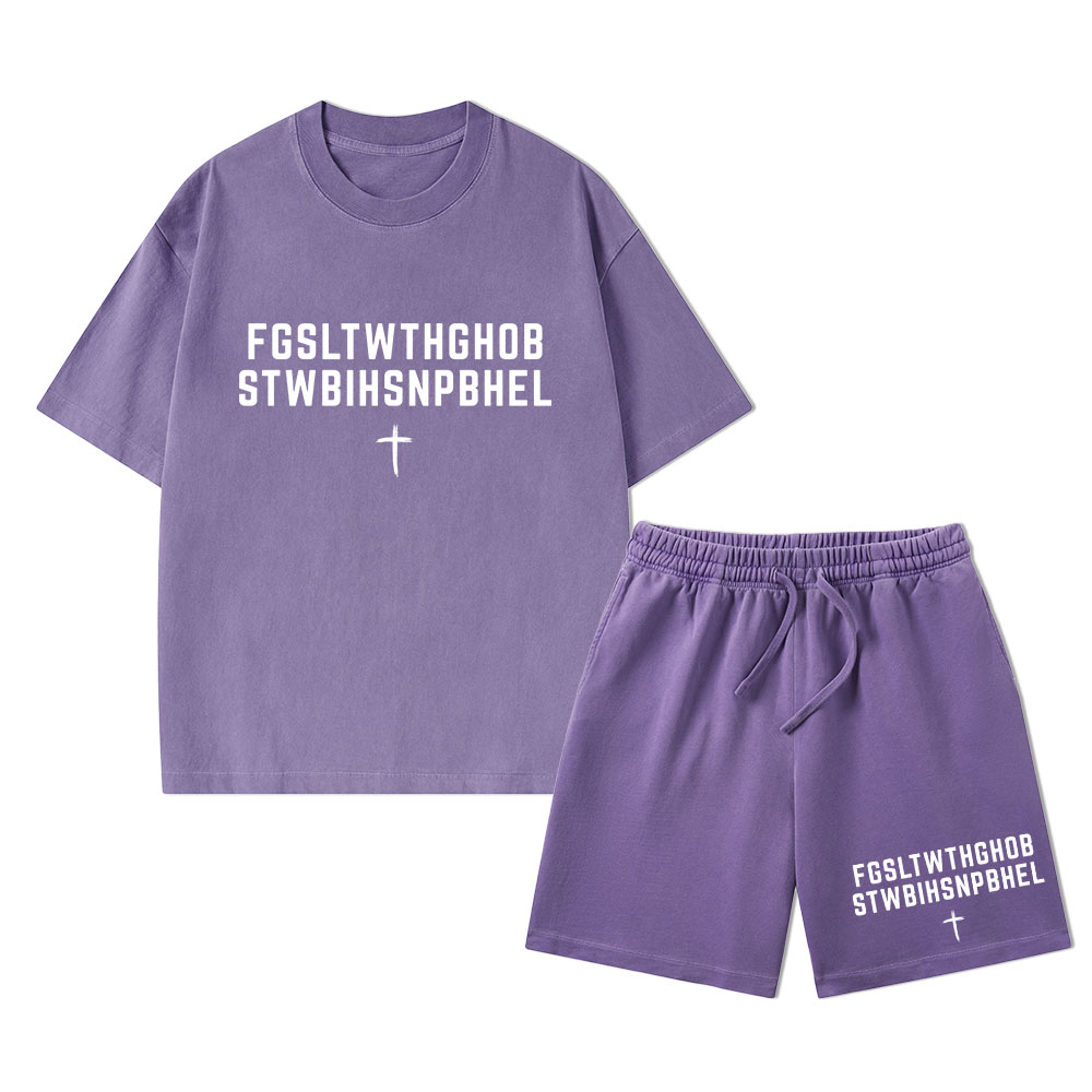 John 316 For God So Loved The World Christian Washed T-Shirt & Shorts