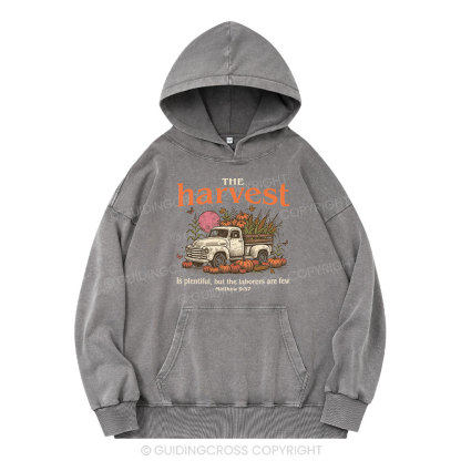 The Harvest Is Plentiful Christian Washed Hoodie
