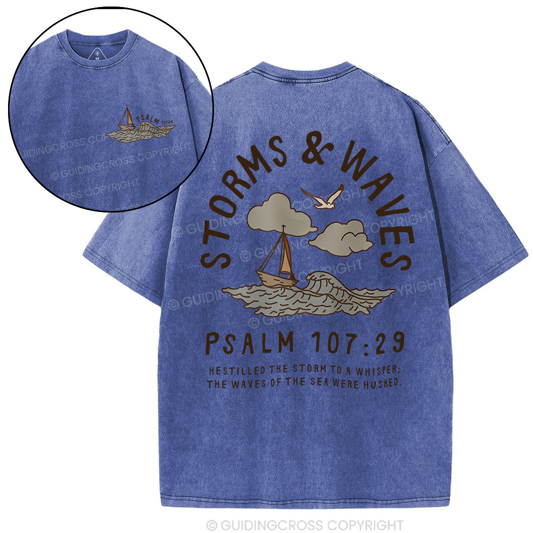 Storms And Waves Chirstian Washed T-Shirt