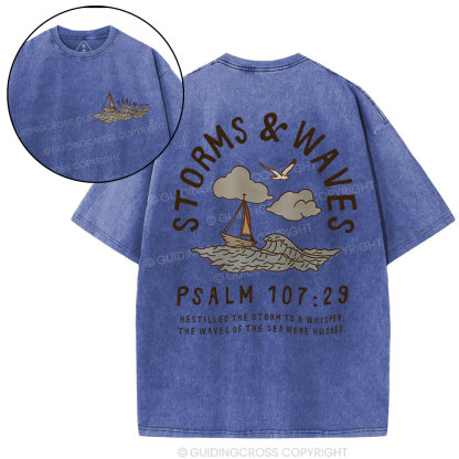 Storms And Waves Chirstian Washed T-Shirt