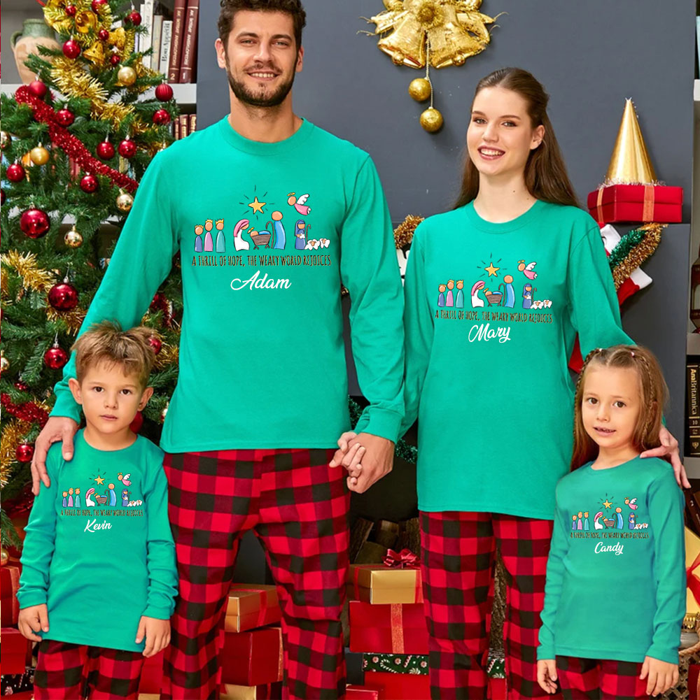 Personalized A Thrill Of Hope Christmas Family Matching Long Sleeve T-Shirt