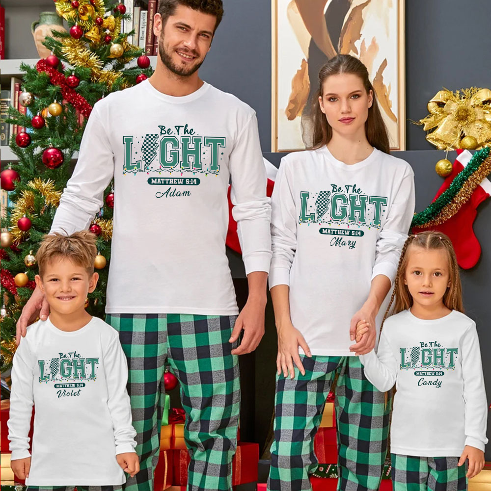 Personalized Be The Light Christmas Family Matching Long Sleeve T-Shirt
