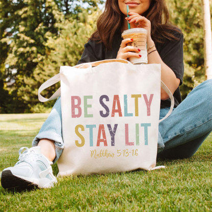 Be salty Stay Lit Vintage Canvas Tote Bag