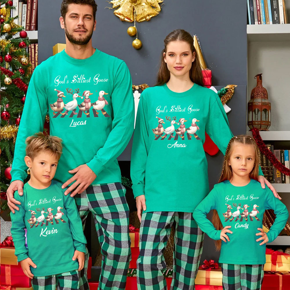 Personalized God's Silliest Goose Christmas Family Matching Long Sleeve T-Shirt