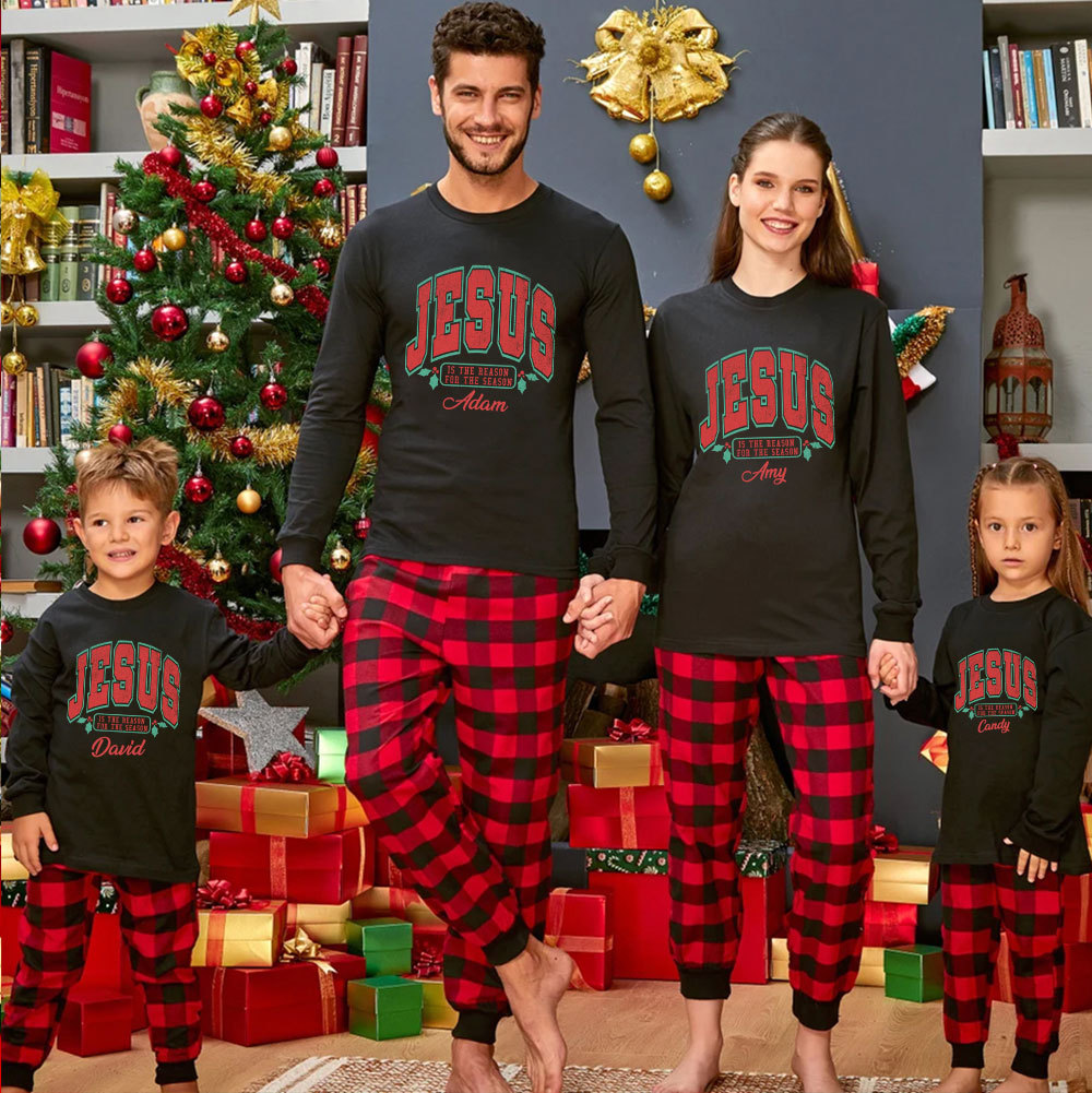 Personalized Jesus Is The Reason For The Season Christmas Family Matching Long Sleeve T-Shirt