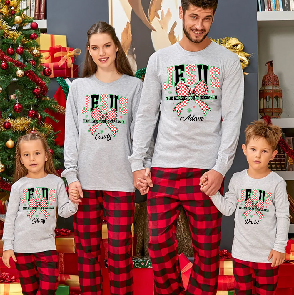 Personalized Jesus Is The Reason For The Season Christmas Family Matching Long Sleeve T-Shirt