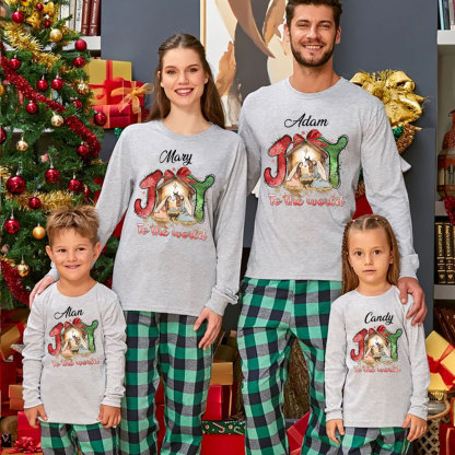 Personalized Joy To The World Christmas Family Matching Long Sleeve T-Shirt