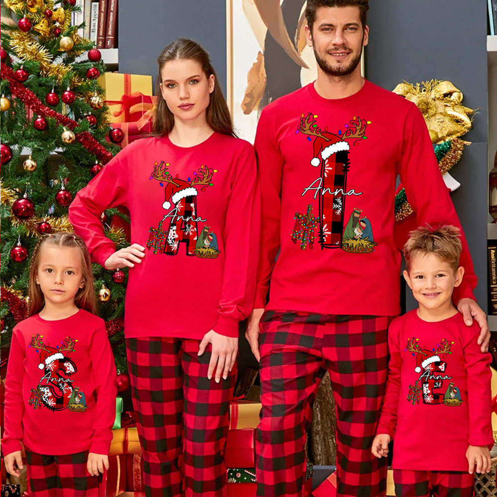 Personalized Name Nativity Christmas Family Matching Long Sleeve T-Shirt