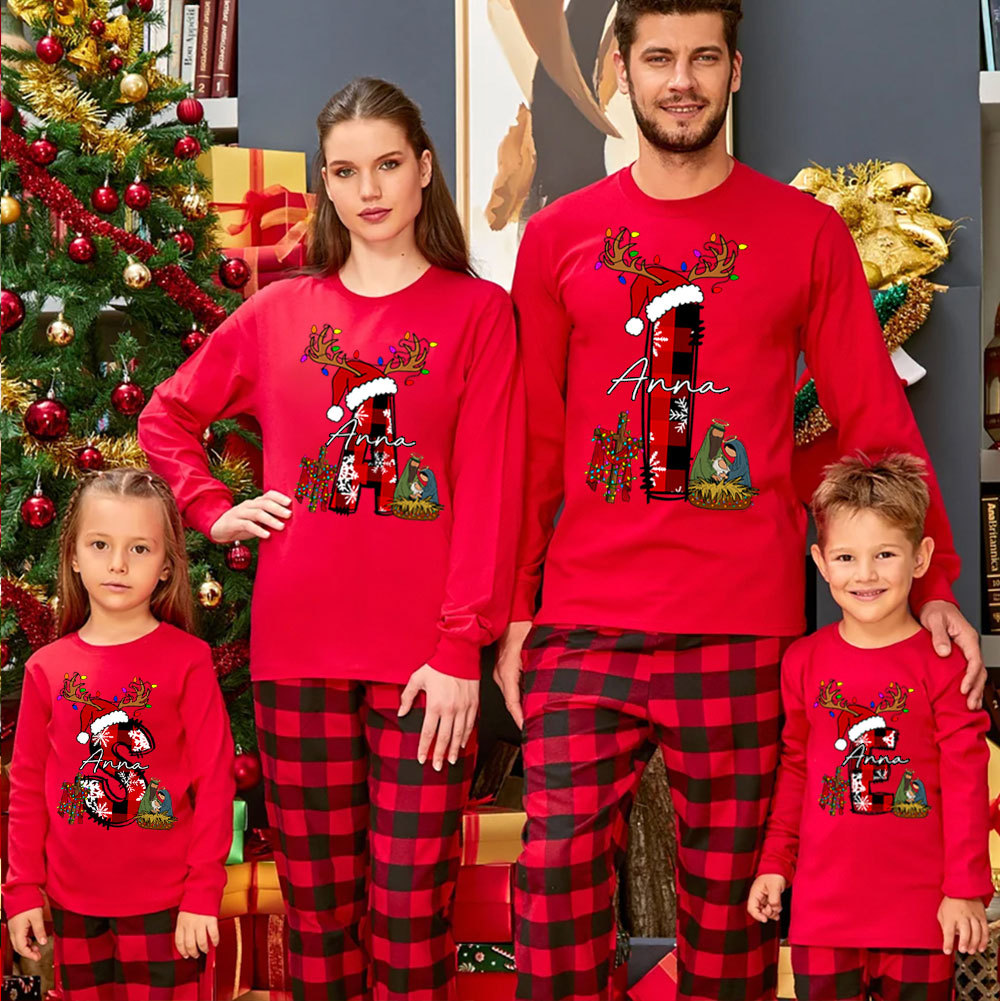 Personalized Name Nativity Christmas Family Matching Long Sleeve T-Shirt