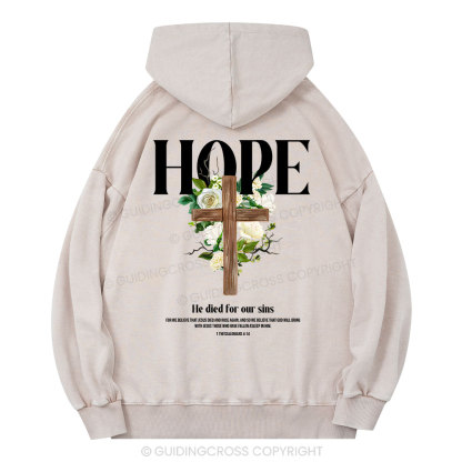 He Died For Our Sins Christian Washed Hoodie