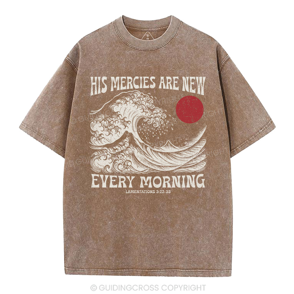 His Mercies Are New  Christian Washed T-Shirt