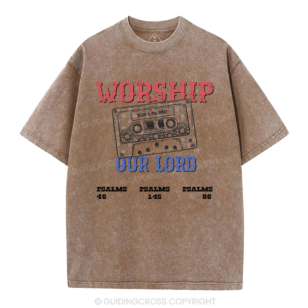 Worship Our Lord Christian Washed T-Shirt