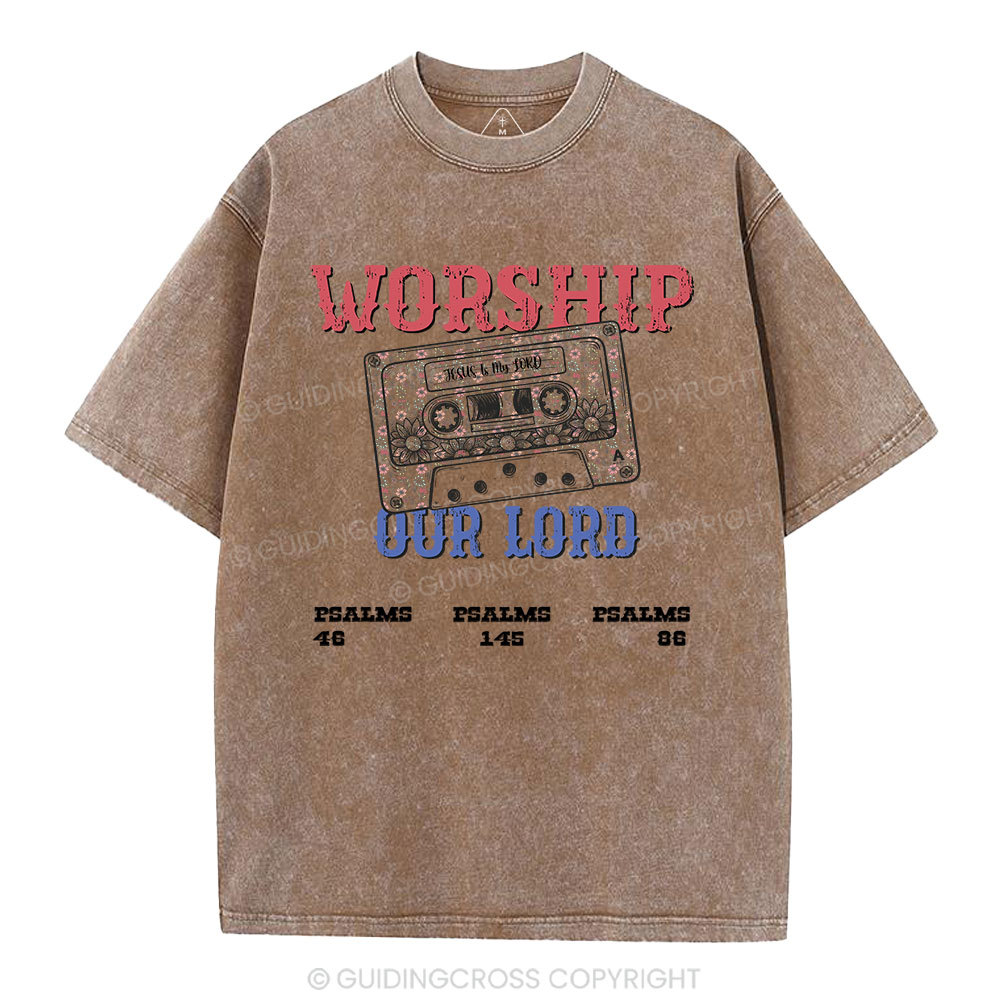 Worship Our Lord Christian Washed T-Shirt