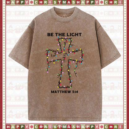 Be The Light Christmas Christian Washed T-Shirt