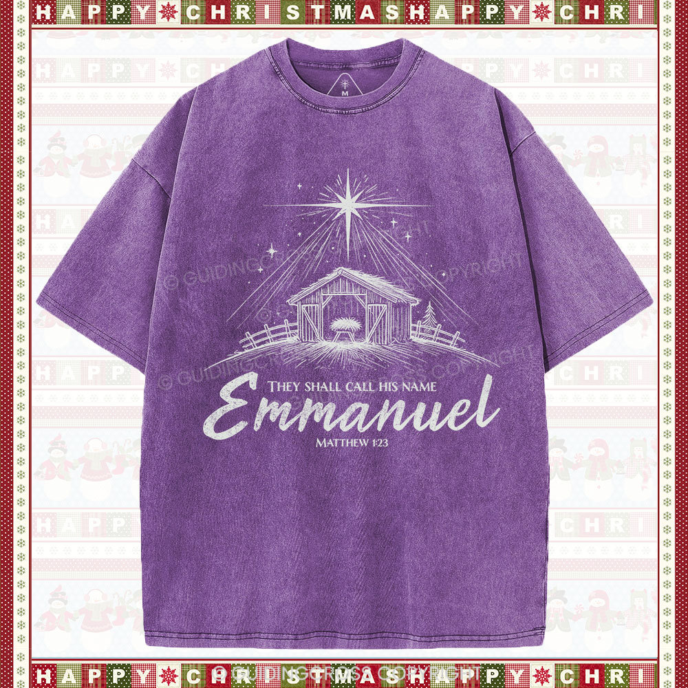 Emmanuel Christmas Christian Washed T-Shirt