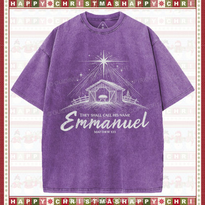 Emmanuel Christmas Christian Washed T-Shirt