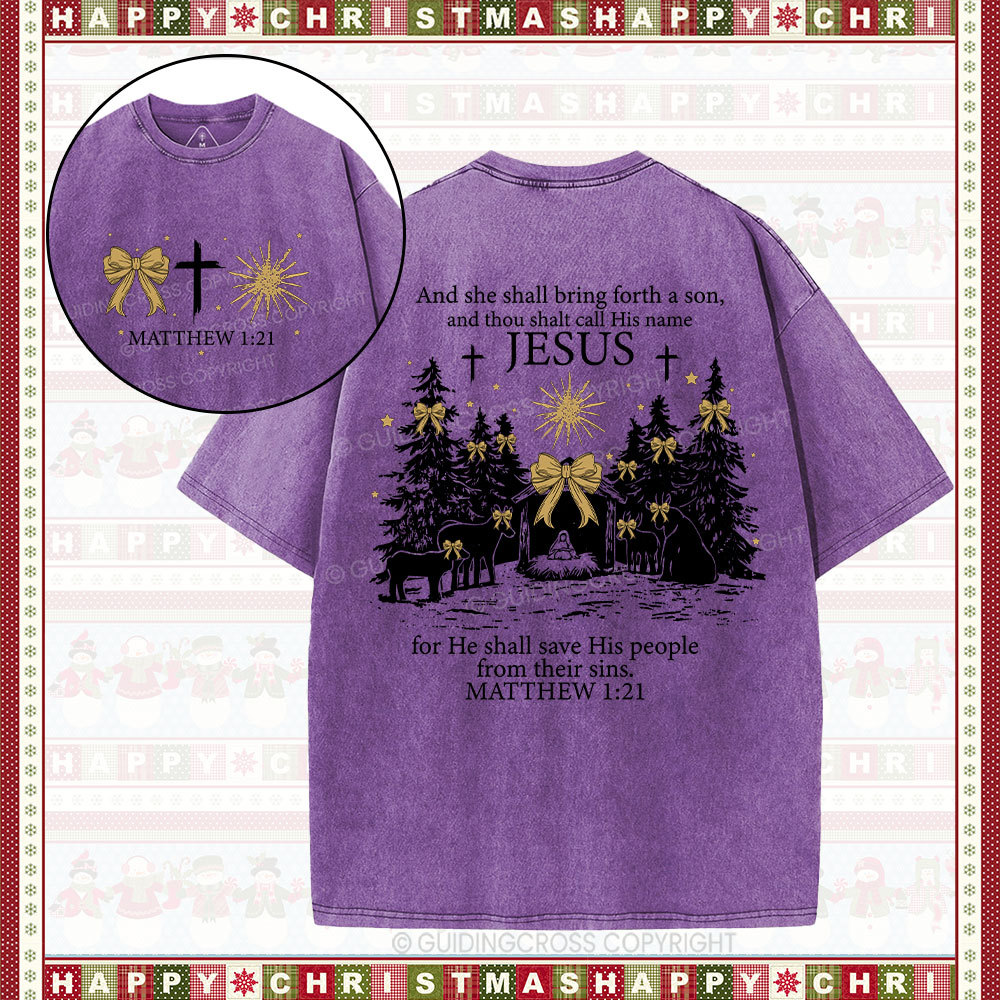 Jesus Nativity Christmas Christian Washed T-Shirt
