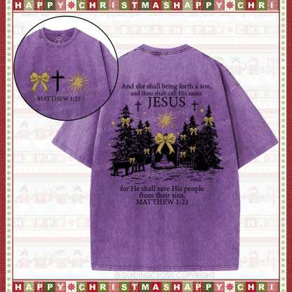Jesus Nativity Christmas Christian Washed T-Shirt