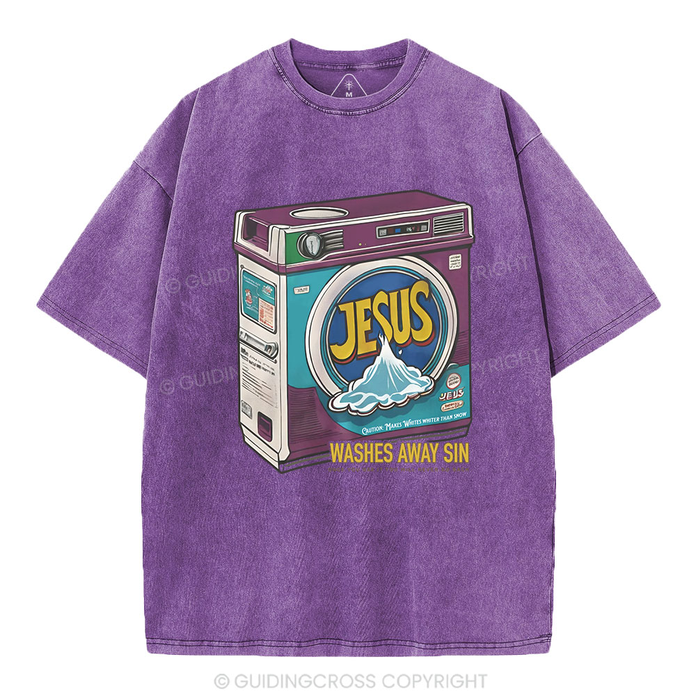 Jesus Washed Away Sin Chirstian Washed T-Shirt