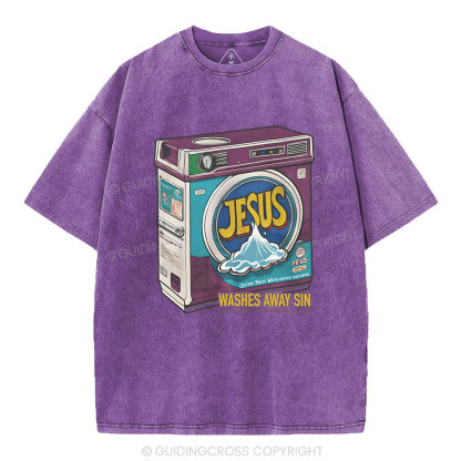 Jesus Washed Away Sin Chirstian Washed T-Shirt