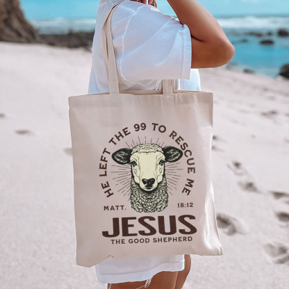 He Left The 99 To Rescue Me Christian Canvas Tote Bag